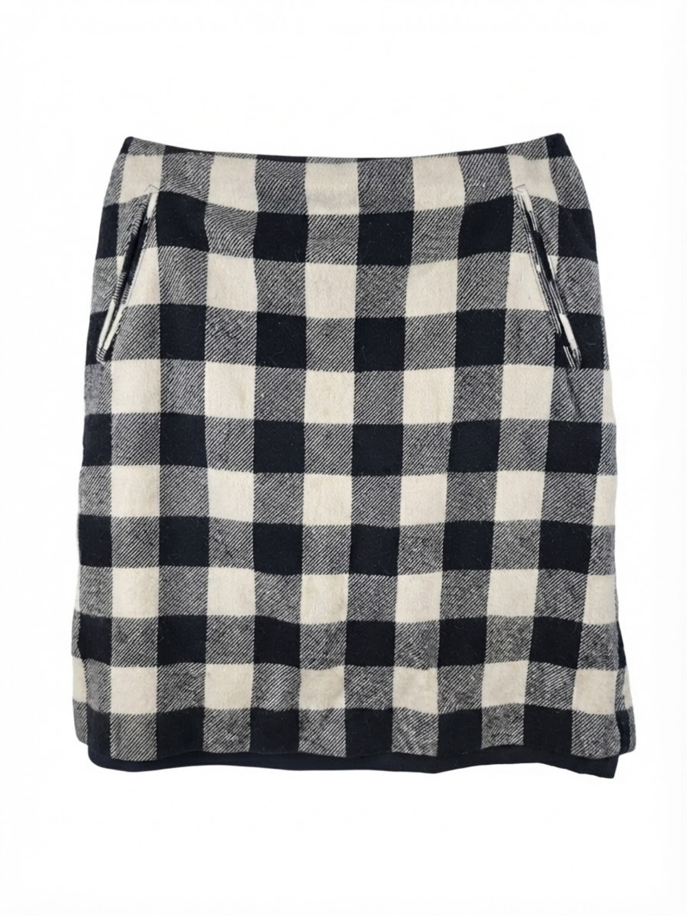Talbots Black and White Buffalo Plaid Midi Skirt